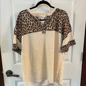 Leopard Print Beige Women's Top